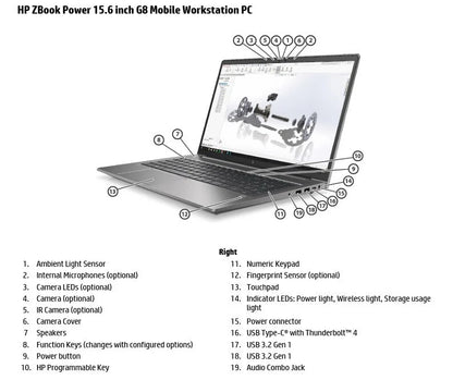 HP Certified Refurbished Zbook Power G8 15.6" Touch-i7 2TB SSD Win11 Pro